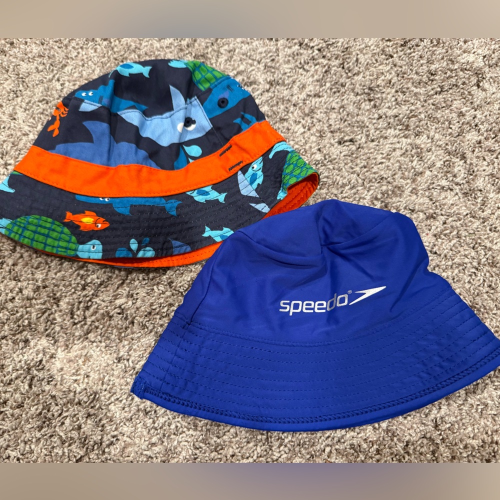 Speedo Kids Swim Hat Set - Blue and Carter’s Orange Fish Design